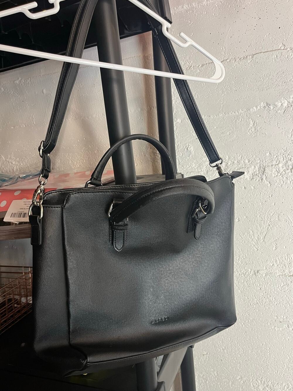 L.Credi Black Top handle Satchel Bag